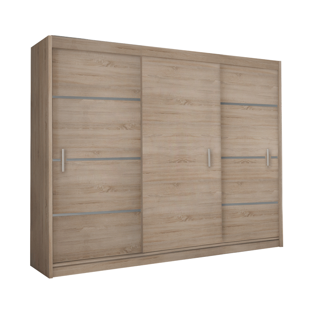 Dulap cu ușă glisantă MONCAO 250, stejar sonoma/gri, 250x60x215 cm Kondela