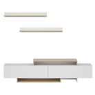 Mobilier de perete living, alb/stejar artisan, MILONA Kondela