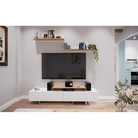 Mobilier de perete living, alb/stejar artisan, MILONA Kondela