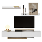 Mobilier de perete living, alb/stejar artisan, MILONA Kondela