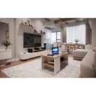 Mobilier de perete living, alb/stejar artisan, MILONA Kondela