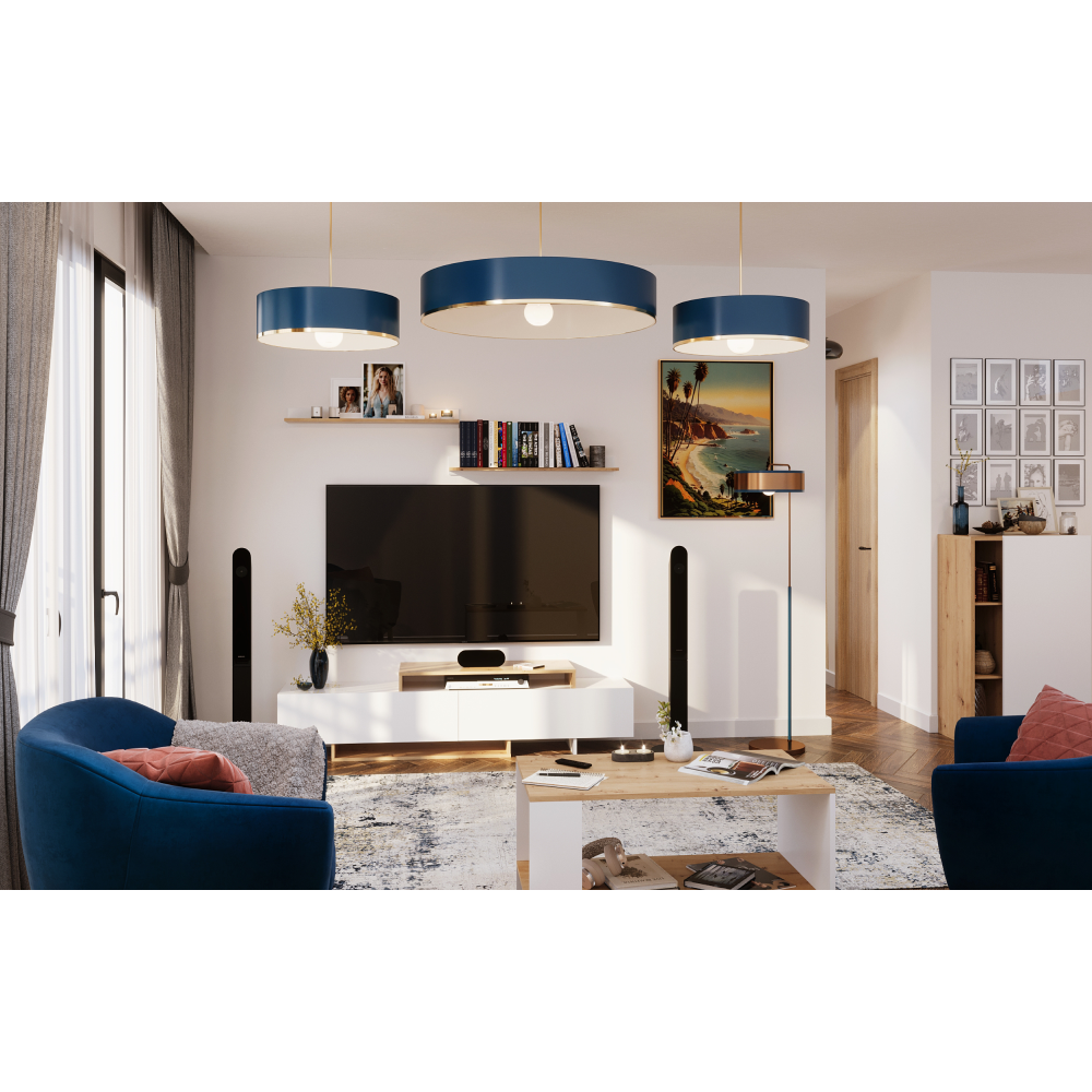 Mobilier de perete living, alb/stejar artisan, MILONA Kondela