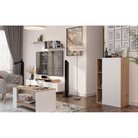 Mobilier de perete living, alb/stejar artisan, MILONA Kondela