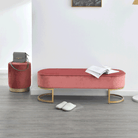 Bancă de design ALTAMURA, țesătură de catifea roz/crom auriu, 100x40x43 cm Kondela