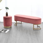 Bancă de design ALTAMURA, țesătură de catifea roz/crom auriu, 100x40x43 cm Kondela