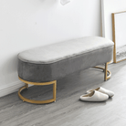 Bancă de design ALTAMURA, țesătură de catifea gri/crom auriu, 100x40x43 cm Kondela
