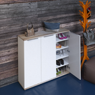 Pantofar, alb / stejar artizan, 120x35x105 cm Kondela