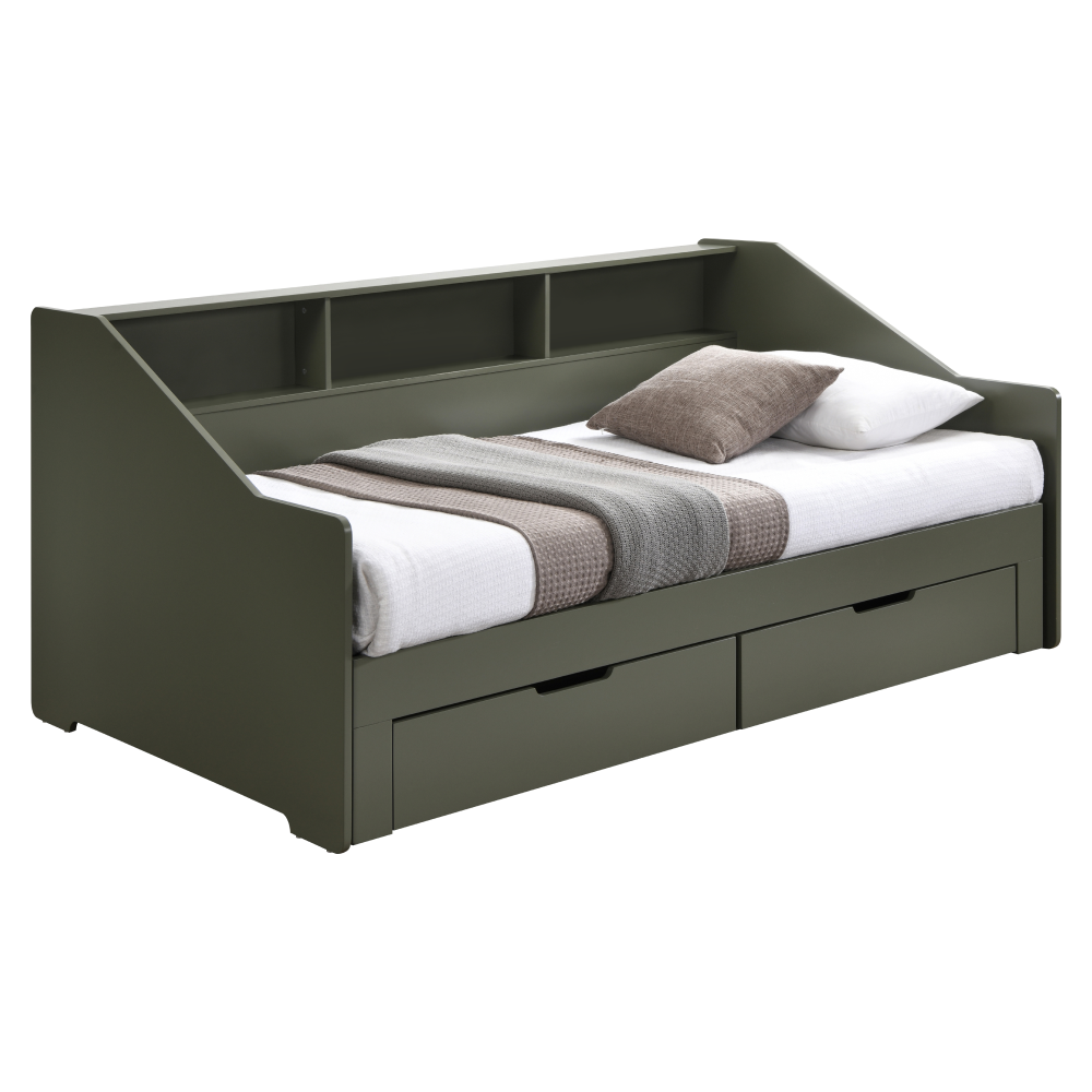 Patul extensibil NAJERA, verde-gri, 116x204x90 cm Kondela