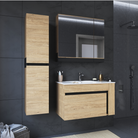 Dulăpior de pus sub chiuvetă UTRERA 80, stejar auriu/negru, 80x45.5x48 cm Kondela