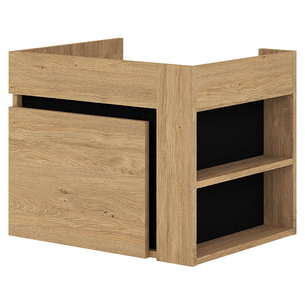 Dulăpior de pus sub chiuvetă UTRERA 60, stejar auriu/negru, 60x45.5x48 cm Kondela