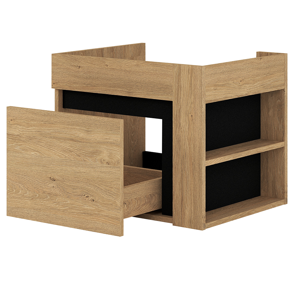 Dulăpior de pus sub chiuvetă UTRERA 60, stejar auriu/negru, 60x45.5x48 cm Kondela
