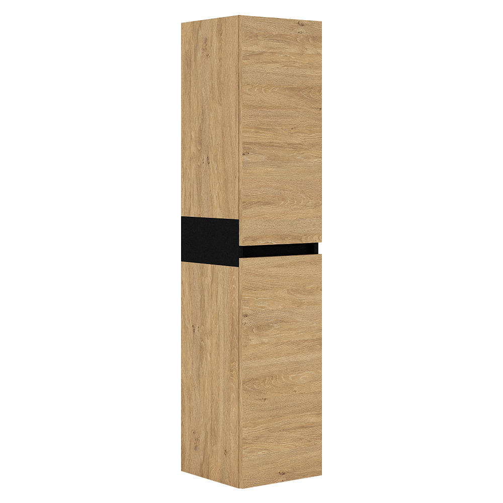 Dulăpior înalt UTRERA, stejar auriu/negru, 30x30x135 cm Kondela