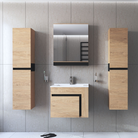 Dulăpior suspendat cu oglindă UTRERA 60, stejar auriu/negru, 60x15x72 cm Kondela