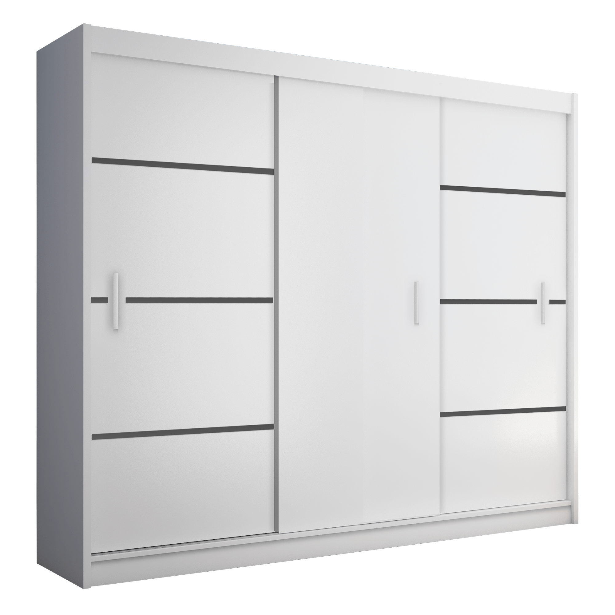 Dulap cu uși glisante MERINA 250, alb/negru, 250x215 cm Kondela