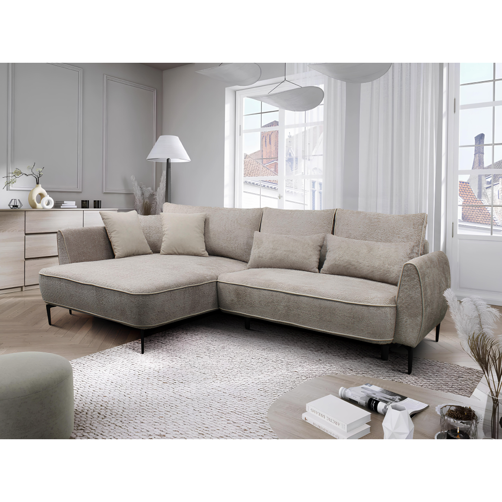 Set canapea NANTES, gri-bej Taupe, pe stânga, 273x204x71 cm Kondela