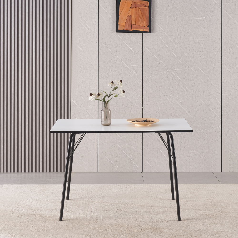 Masă de sufragerie VELIKA TIP 2, albă / neagră, 120x75x75 cm Kondela