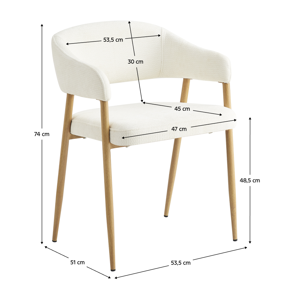 Fotoliu de sufragerie de design BEAULIEU TIP 1, crem/fag, 53x51x74 cm Kondela