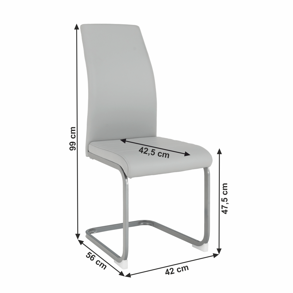 Scaun dining BELLAGIO, gri deschis / gri, piele eco, 42x56x99 cm Kondela