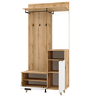 Set mobilier hol cu oglindă și pantofar BELMONTE, stejar evoke/alb, 100x40x204 cm Kondela