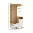 Set mobilier hol cu oglindă și pantofar BELMONTE, stejar evoke/alb, 100x40x204 cm Kondela