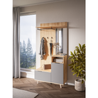 Set mobilier hol NODRI cu oglindă și pantofar, stejar evoke/grafit, 100x204 cm Kondela