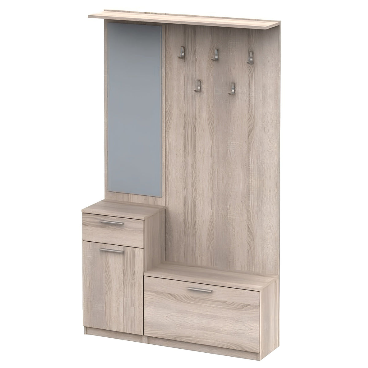 Ansamblu pentru hol, stejar sonoma, 111x30x185.5 cm Kondela