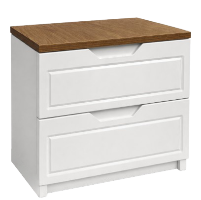 Noptieră CHIANTI cu 2 sertare, MDF vopsit și blat furniruit lemn natural, 50x42x47 cm Arboteca