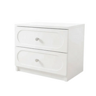 Noptieră CORTONA albă cu 2 sertare, MDF frezat oval vopsit, 50x41,8x47 cm Arboteca