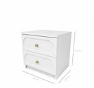 Noptieră CORTONA albă cu 2 sertare, MDF frezat oval vopsit, 50x41,8x47 cm Arboteca