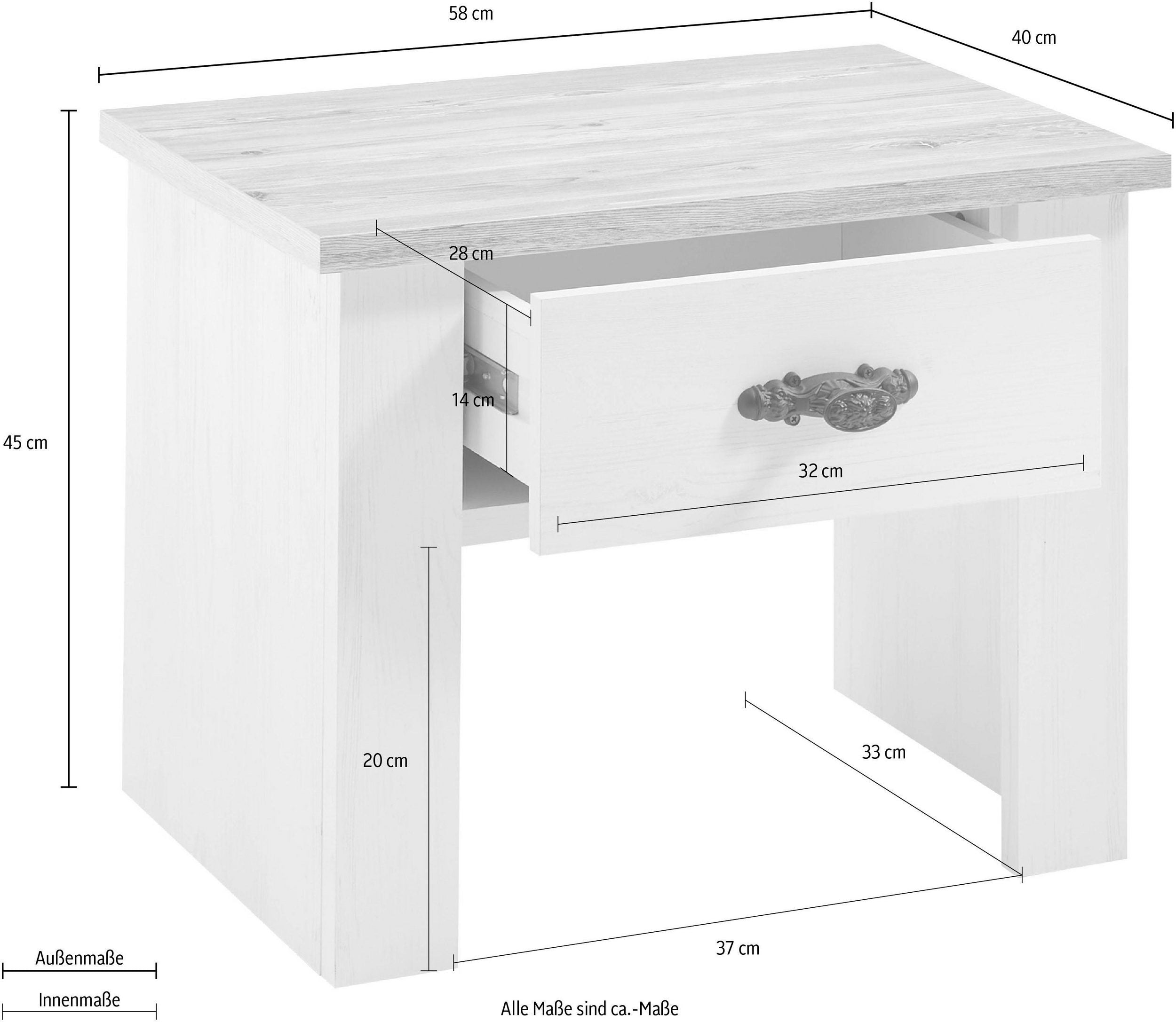 Noptiera Florenz, Alb, 58 cm latime Arboteca