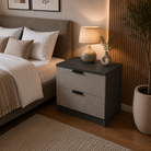 Noptieră MARATEA cu 2 sertare, antracit, fronturi MDF, 50x41,8x47 cm Arboteca