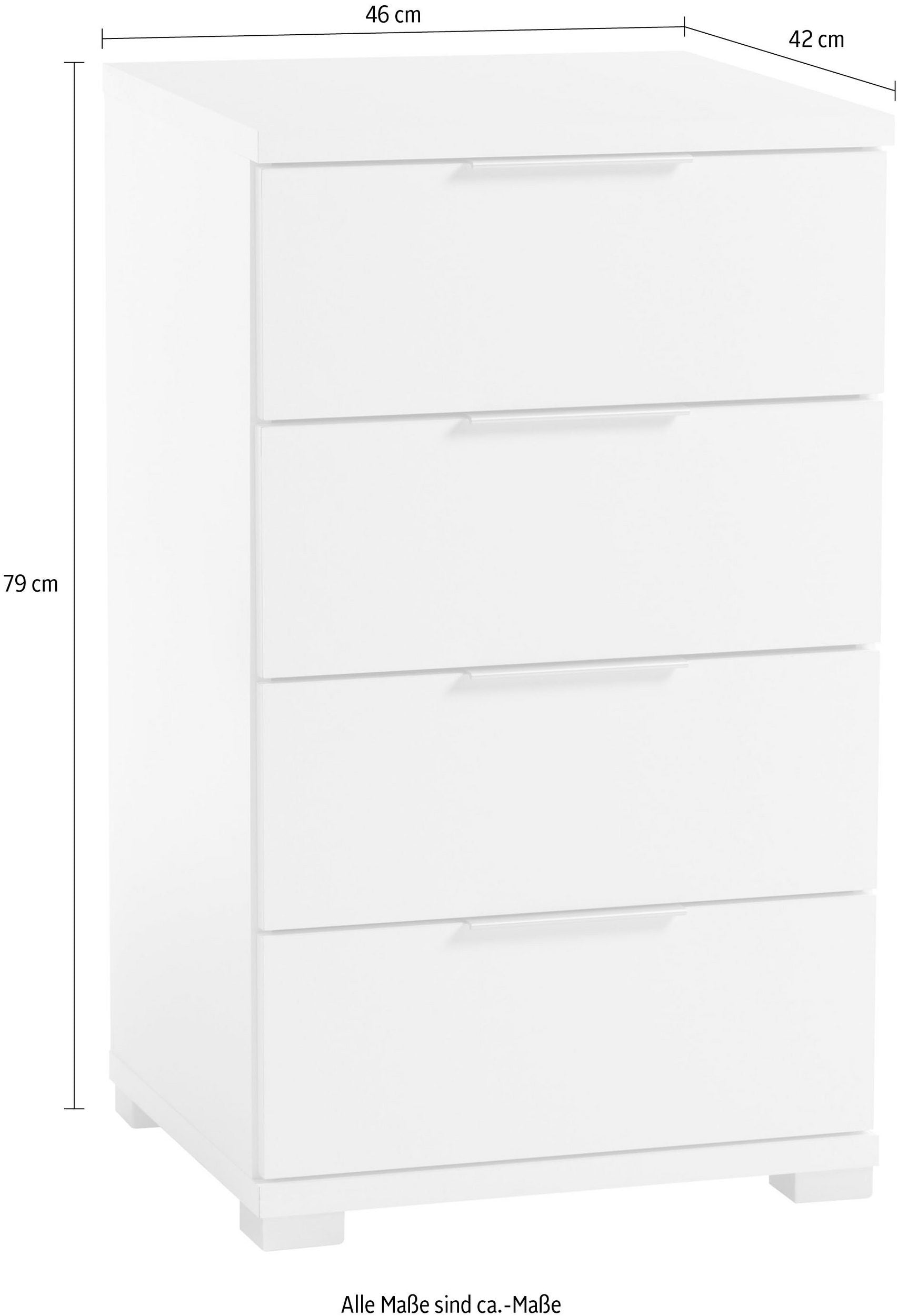 Noptiera cu patru sertare , Alb , 79 cm inaltime Arboteca