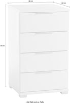 Noptiera cu patru sertare , Alb , 79 cm inaltime Arboteca