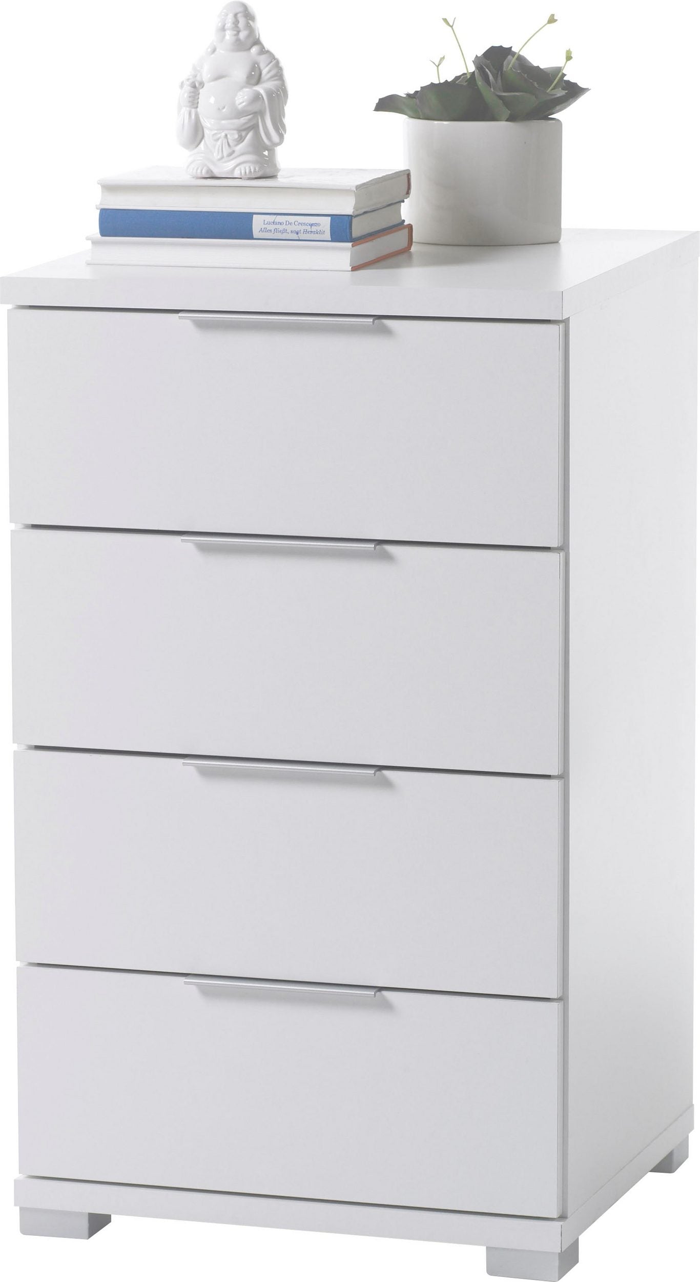 Noptiera cu patru sertare , Alb , 79 cm inaltime Arboteca