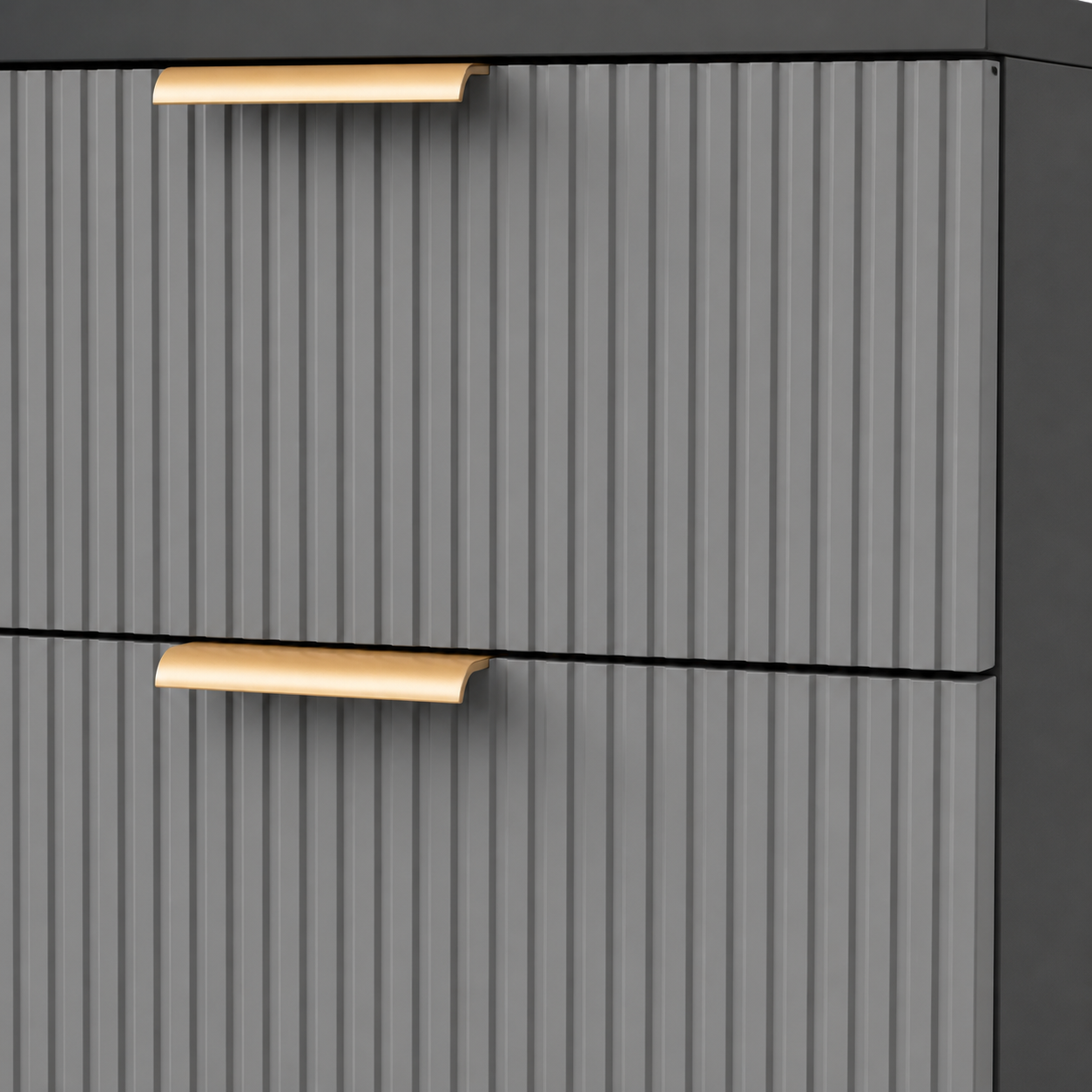 Noptieră PORTOFINO antracit cu 2 sertare, MDF cu riflaj vertical, 50x41,8x47 cm Arboteca