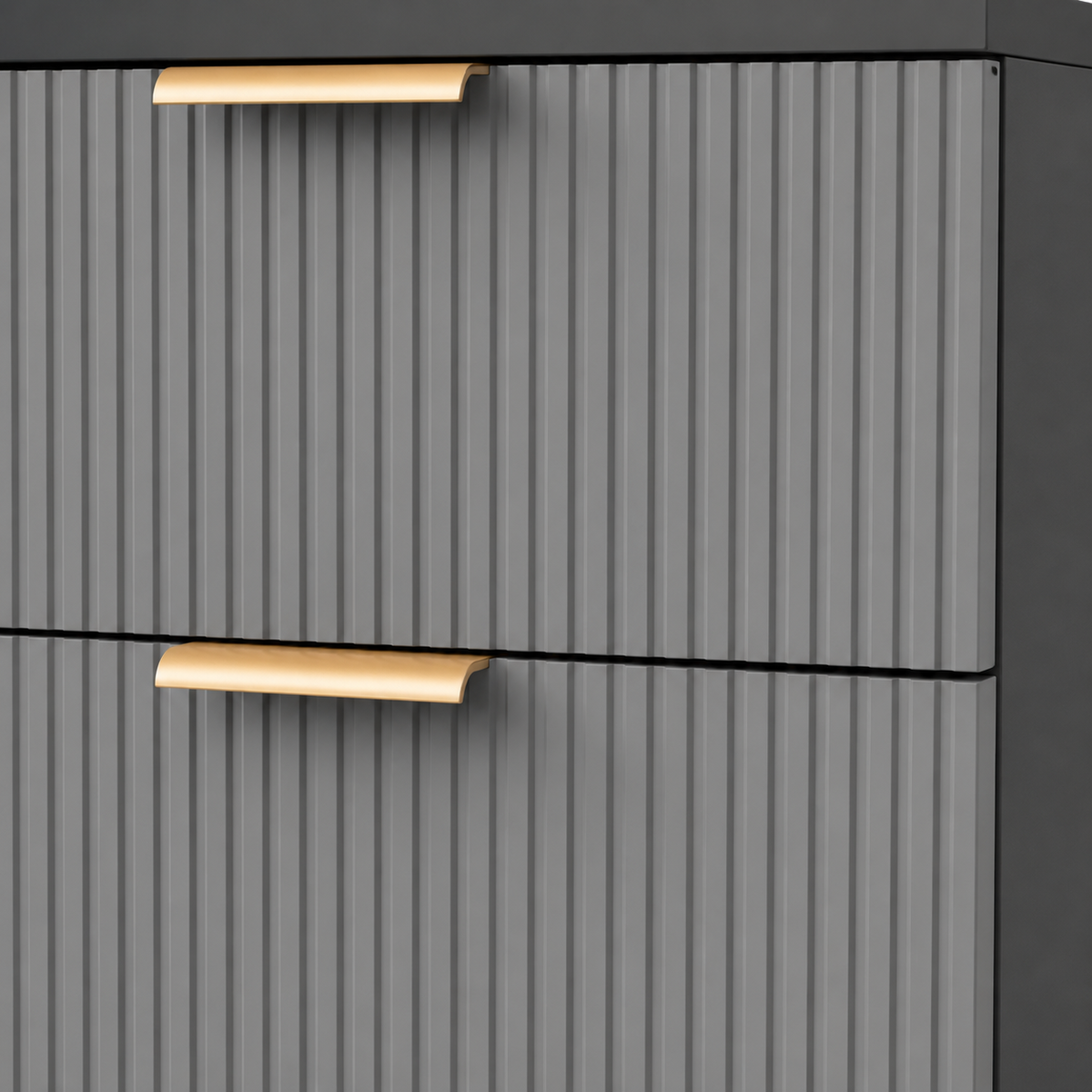 Noptieră PORTOFINO antracit cu 2 sertare, MDF cu riflaj vertical, 50x41,8x47 cm Arboteca