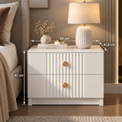 Noptieră RAVELLO albă cu 2 sertare, MDF frezat cu riflaj vertical vopsit, 50x41,8x47 cm Arboteca