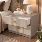 Noptieră RAVELLO casmir bazalt cu 2 sertare, MDF frezat cu riflaj vertical vopsit, 50x41,8x47 cm Arboteca