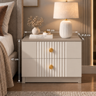 Noptieră RAVELLO casmir bazalt cu 2 sertare, MDF frezat cu riflaj vertical vopsit, 50x41,8x47 cm Arboteca