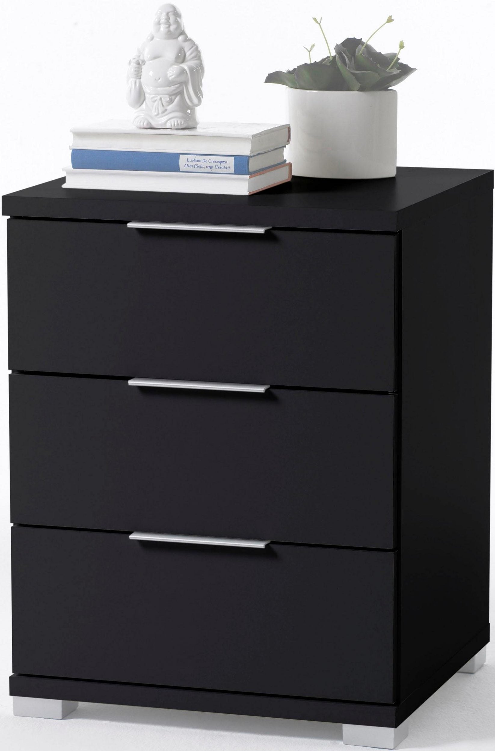 Noptieră cu 3 sertare, negru, 46 cm Arboteca