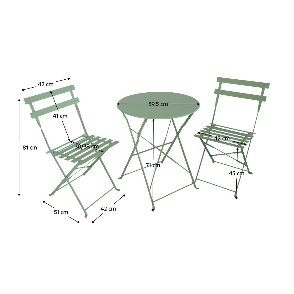 Set grădină 1+2, verde, oţel, OBAX NEW Kondela