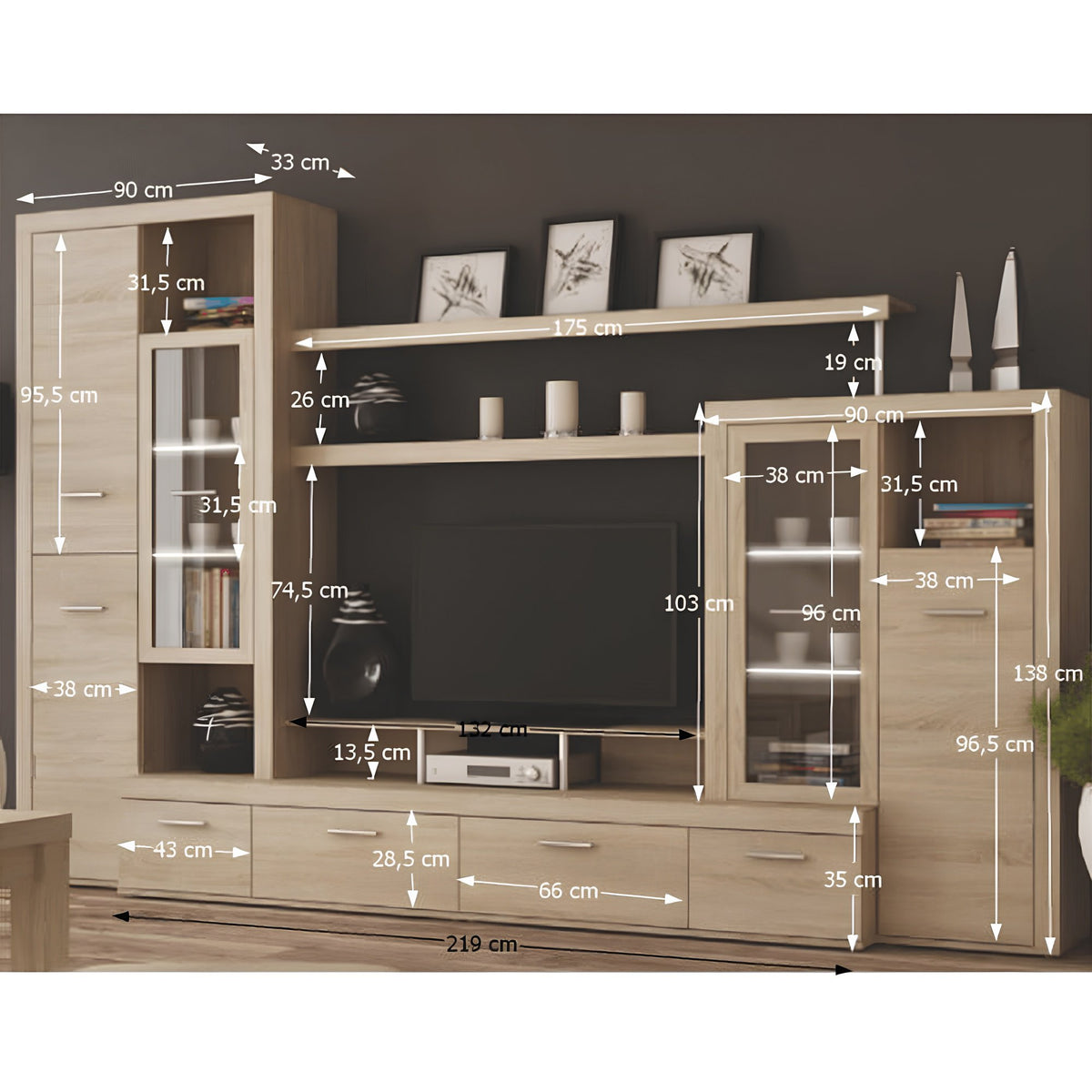 Mobilă de living, stejar sonoma Kondela