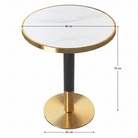Masă bistro de sufragerie, marmură albă/negru/auriu, diametru 80 cm, OREN Kondela