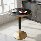 Masă bistro de sufragerie, marmură neagră/negru/auriu, diametru 80 cm, OREN Kondela