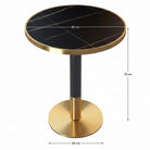 Masă bistro de sufragerie, marmură neagră/negru/auriu, diametru 80 cm, OREN Kondela
