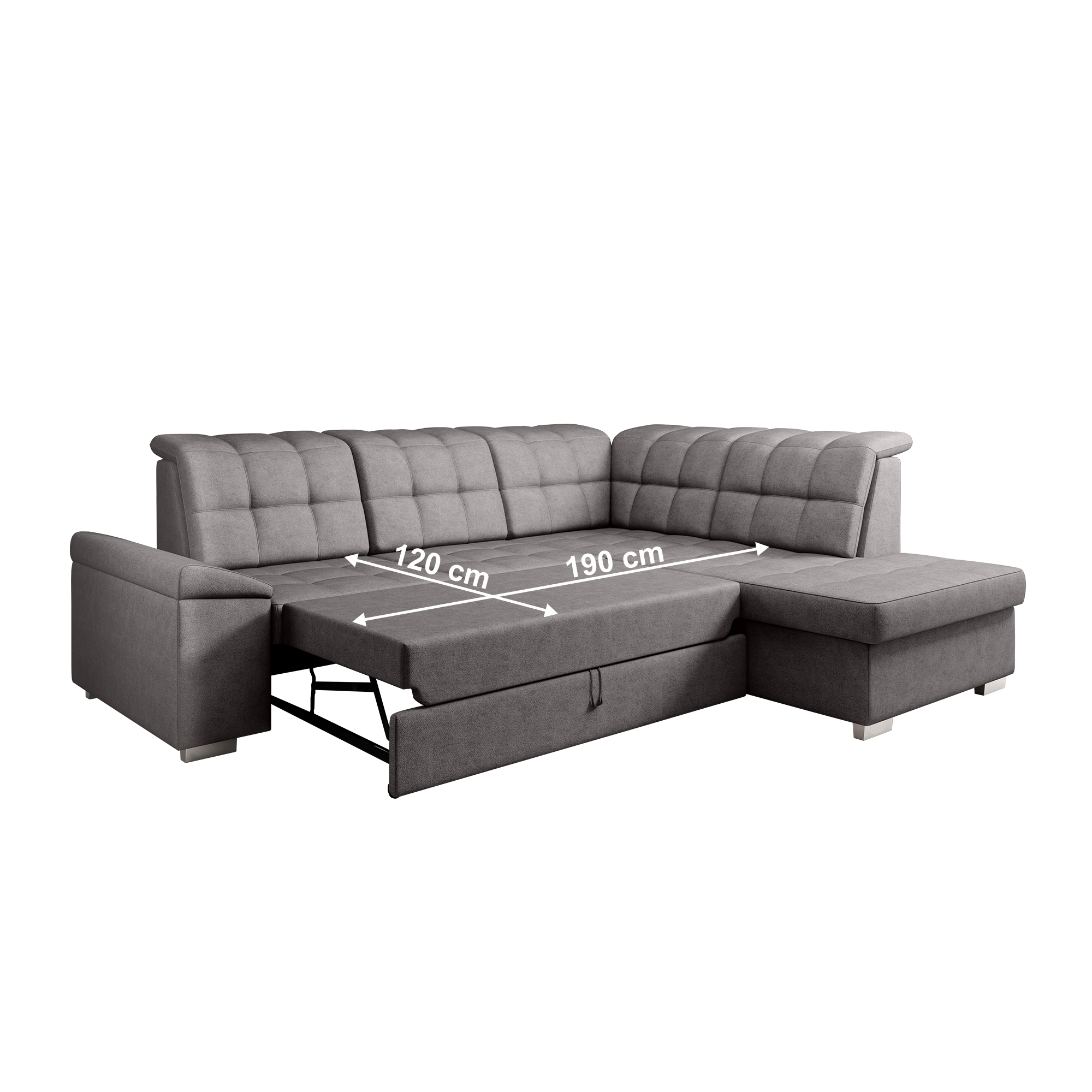 Canapea extensibilă SAMOS, gri-maroniu, pe dreapta, 260x202x88 cm Kondela