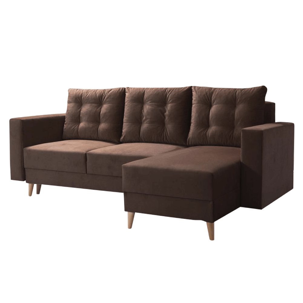 Canapea extensibilă ELCHE, maro, pe dreapta, 235x145x90 cm Kondela