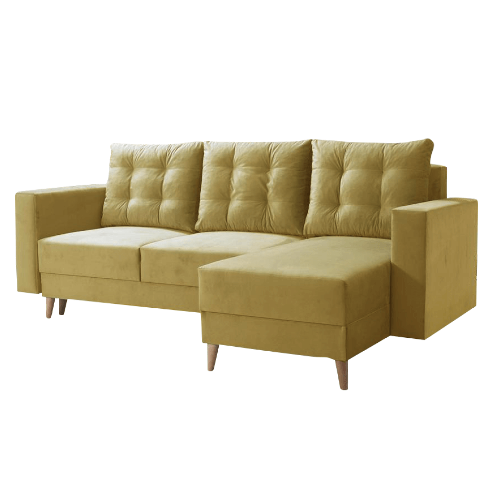 Canapea extensibilă ELCHE, galben, pe dreapta, 235x145x90 cm Kondela