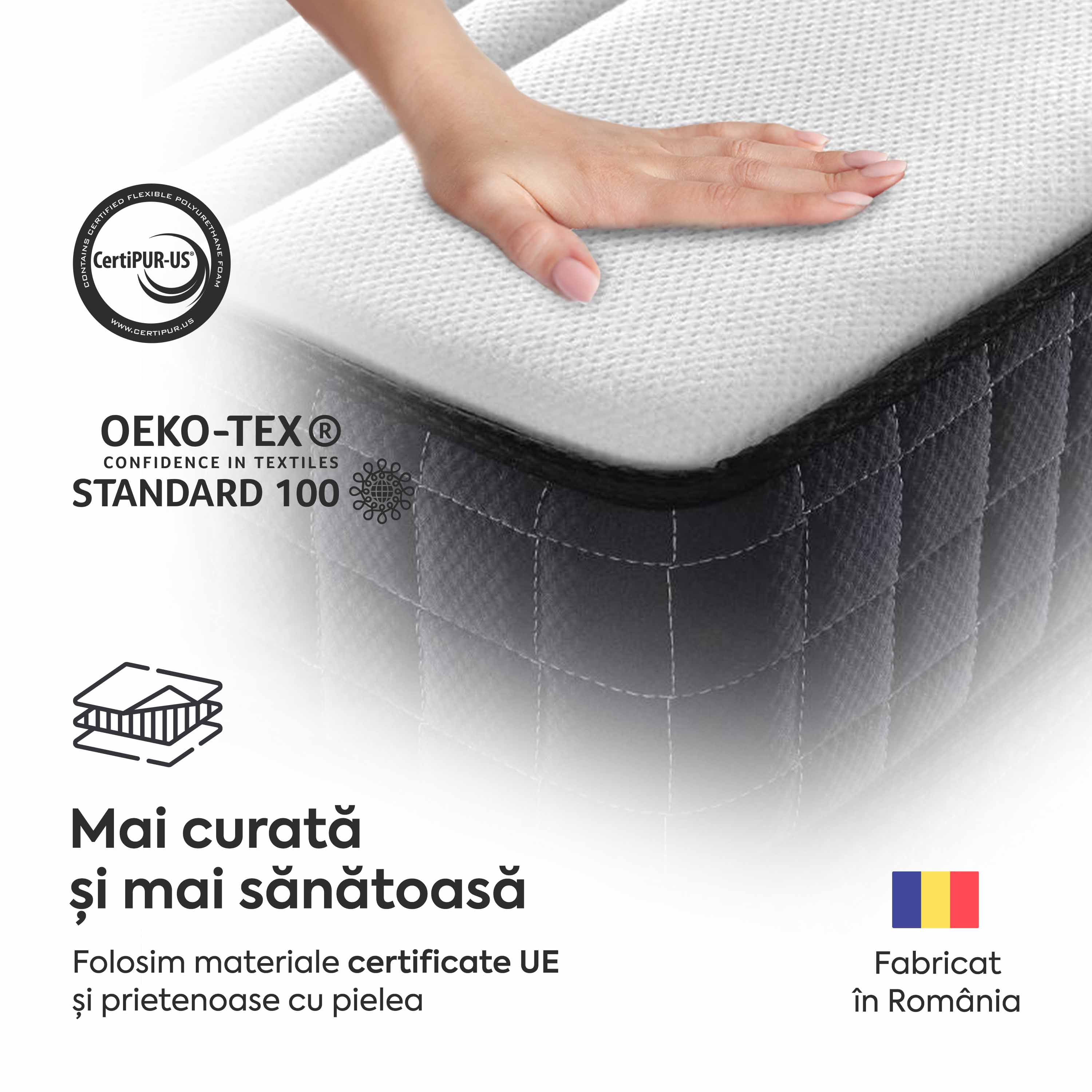 altea ORIGINAL, 14+2 Memory, spumă poliuretanică elastică, spumă cu memorie, husă antibacteriană, superortopedică, Grosime 18 cm - Prestige Home  