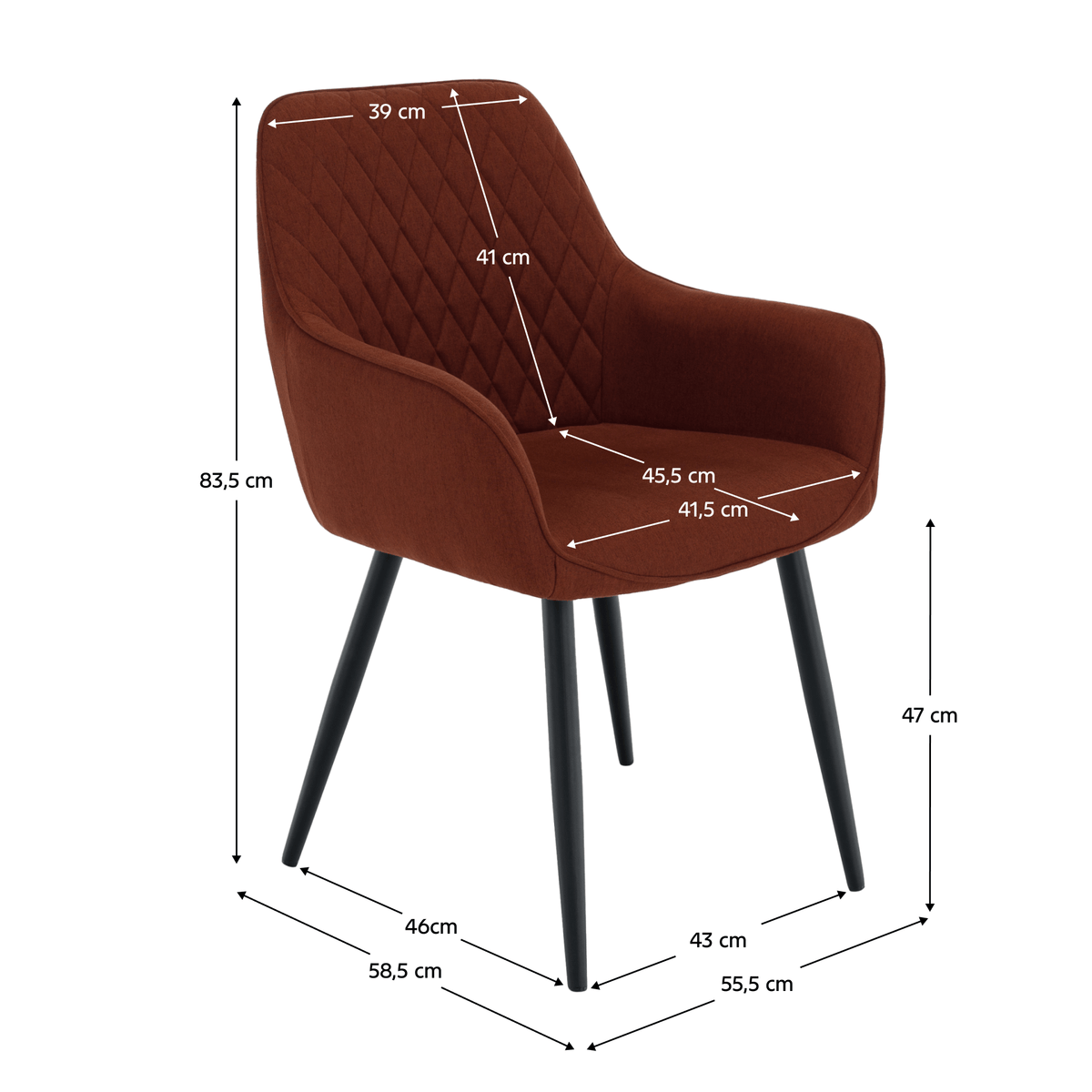 Scaun de design KOMOTINI, maro/negru, 55.5x58.5x83.5 cm Kondela